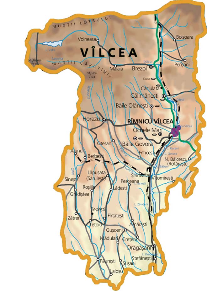 Harta judetului Valcea